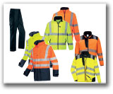 Weather protection trousers, warning parka, fleece and softshell jackets
